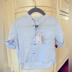BNWT Zara linen button up shirt. Size 9-12month